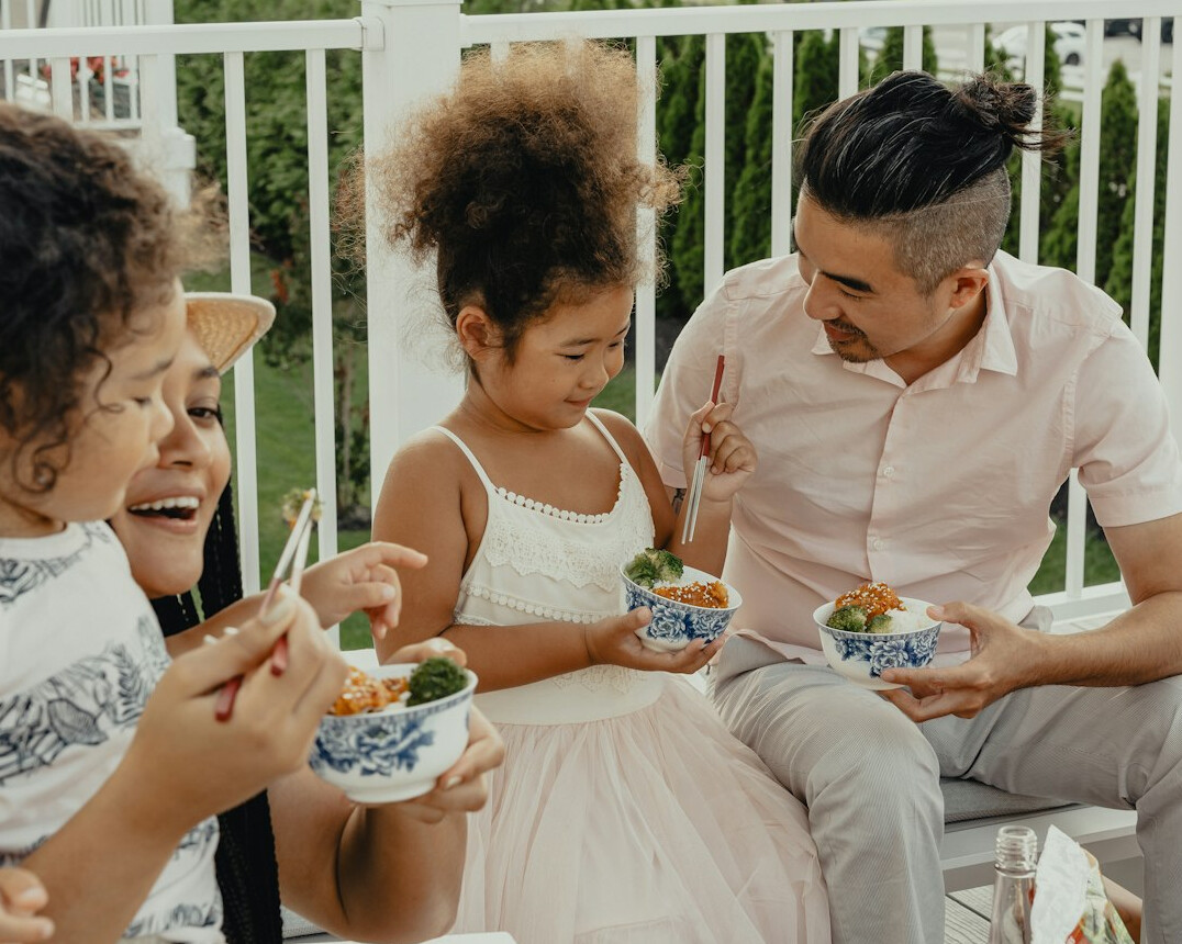multicultural family dinner